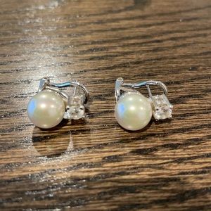 Pearl and cz earrings